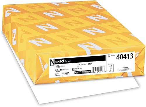 Neenah Exact Index Papel grueso, 250 hojas blancas, brillo 94, Blanco