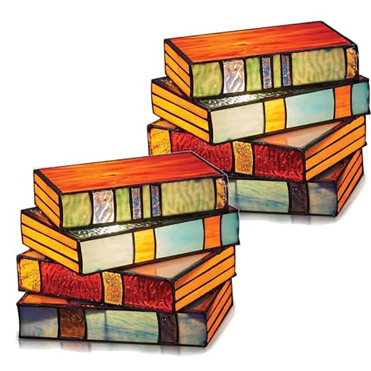 Newest Colored Glass Folding Book Lamp,Handcrafted Glass Nightstand Desk Book Lamps,Tiffany Style Desk Lamp for Home Decoration,2pcs
