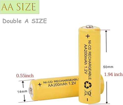 Miniatura 2 de Paquete de 12 baterías recargables Ni-Cd de 1.2 V AA 200 mAh para luces solares, iluminación de paisaje de césped (tamaño AA)