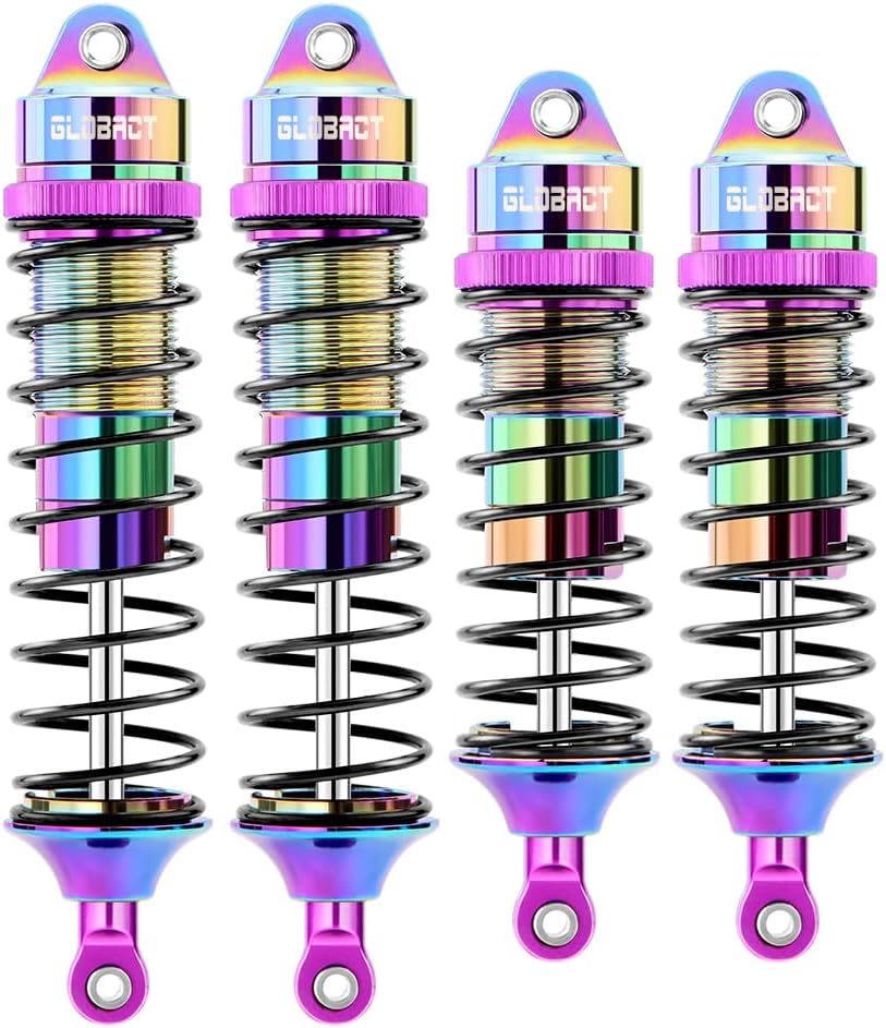 GLOBACT RC Oil Shocks Absorber Colorful RC Shock Absorber Damper Set for Traxxas Slash 2WD/4x4 Stampede Rustler Bandit Hoss F-150 1/10 RC Upgrade Parts Replace 5862 (4PCS)