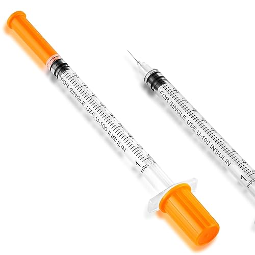 Jeringa de 0.0 fl ozcc con aguja de 0.3 pulgadas de 31G, jeringa naranja (31G-0.315 in-100Pack)