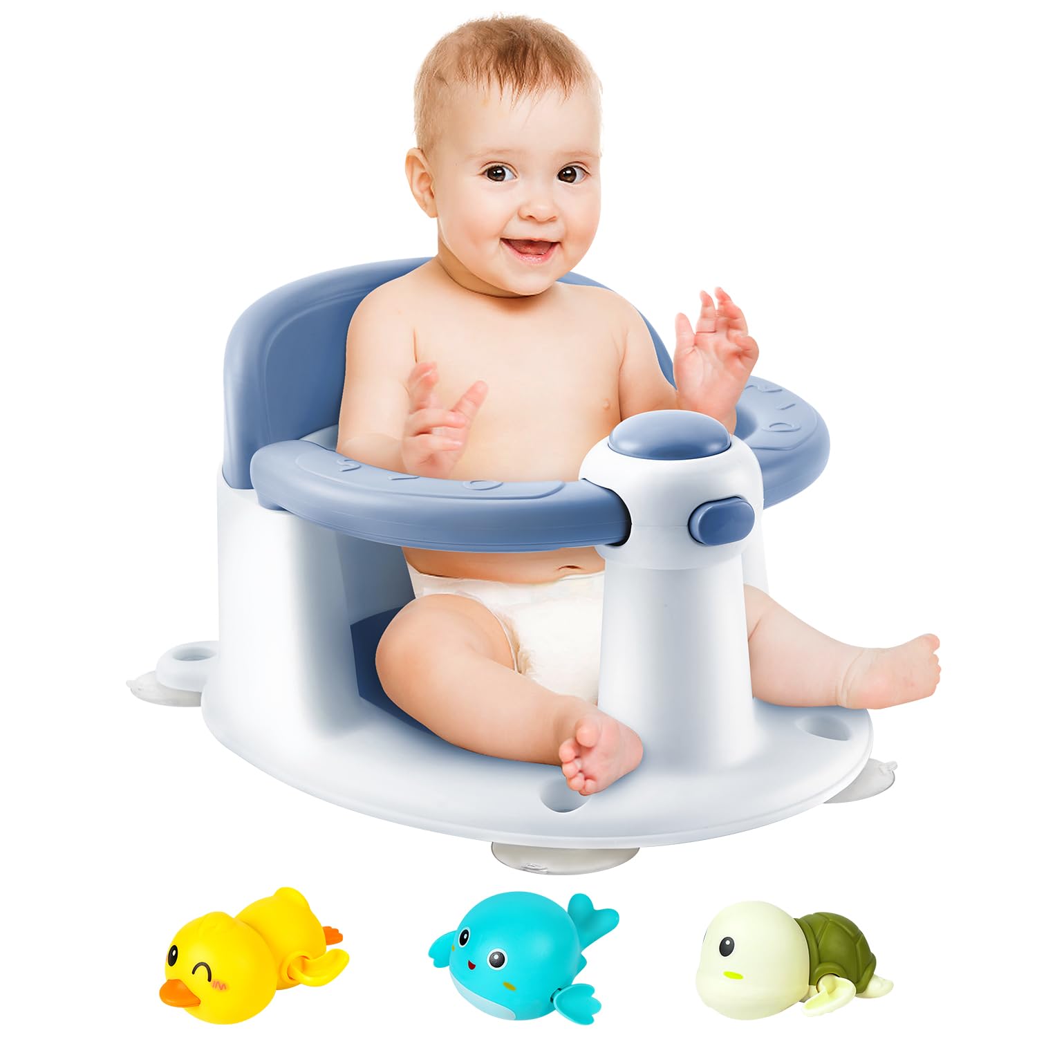 Baby Badesitz - Badewannensitz ab 6 bis 24 monate - Badewannen mit 4-starken Saugnäpfen und 360° Rundumschutz - Baby Bath Seat - Bad Dusche Geschenke für Neugeborene und neue Mütter