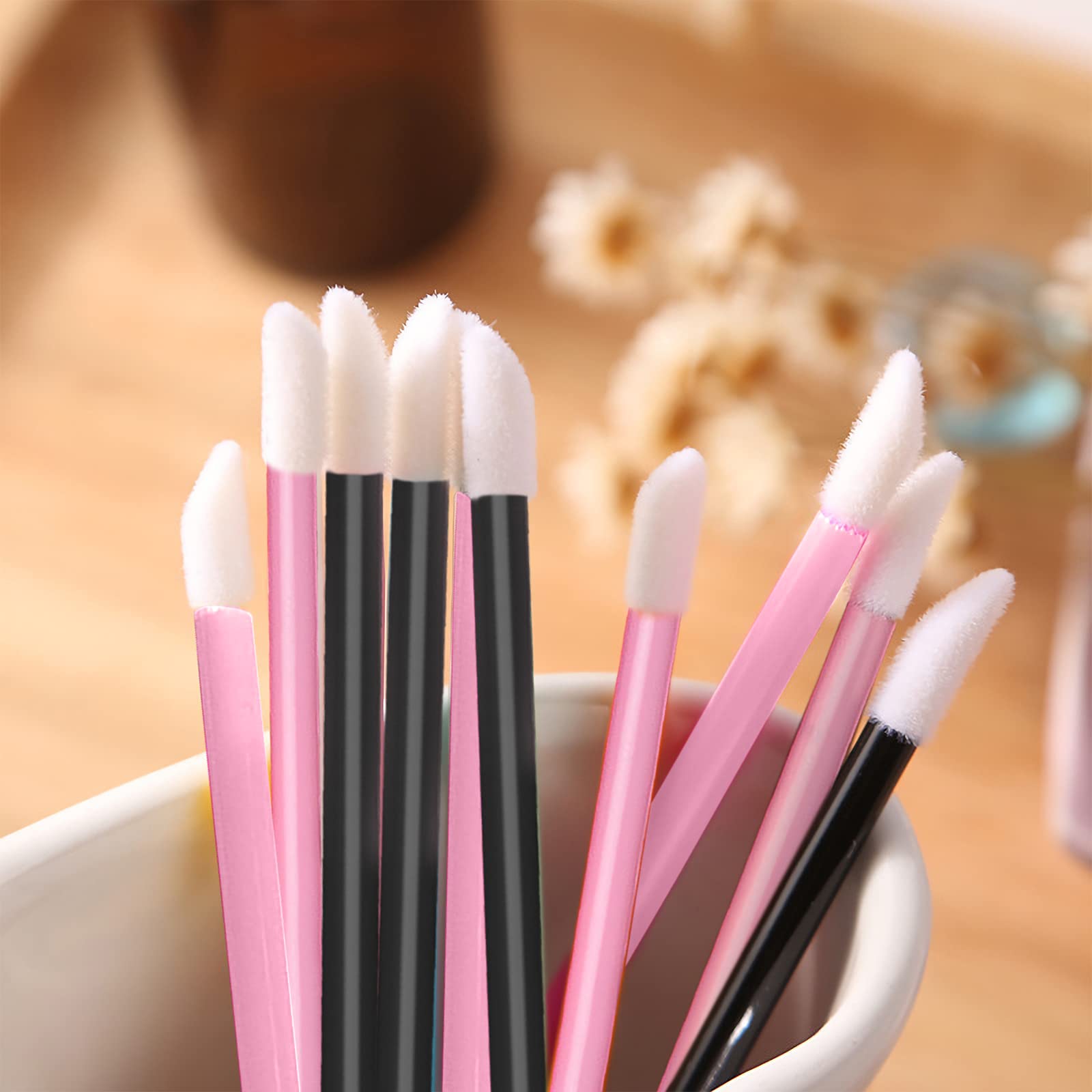 ZOCONE 300 PCS Pennelli per Labbra Usa e Getta, Monouso Pennelli Labbra Make up Pennello per Rossetto Labbra Microbrush Micro Pennelli per Applicatori per Dettagli per Sopracciglia, Labbra, Rosa