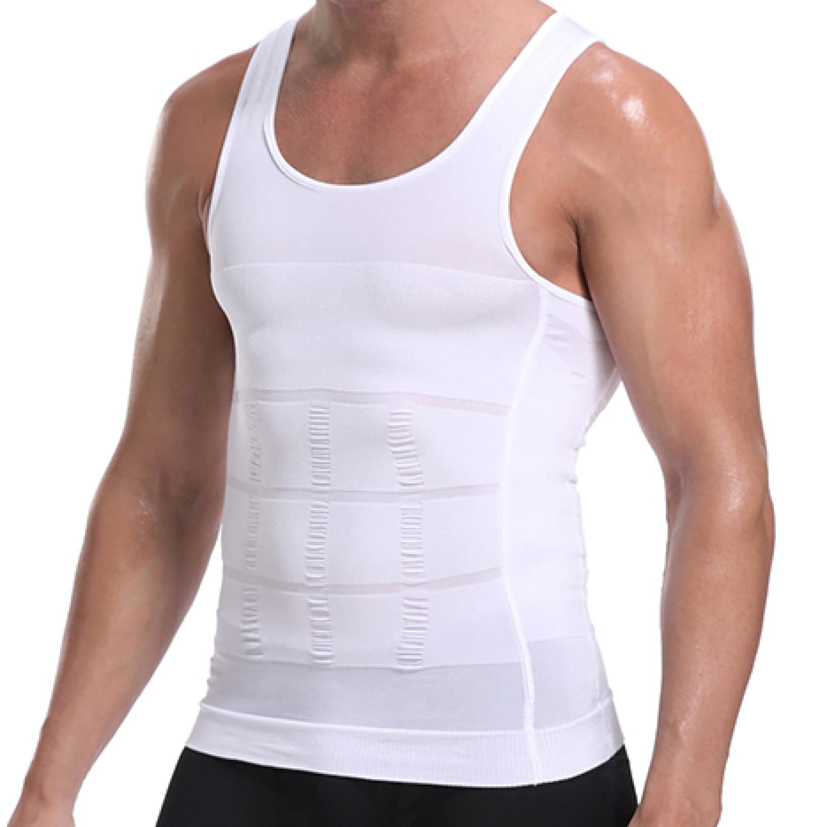 YRYRYW Gargantúa Shapewear Vest faja moldeadora hombre manga corta cuello scoop 8