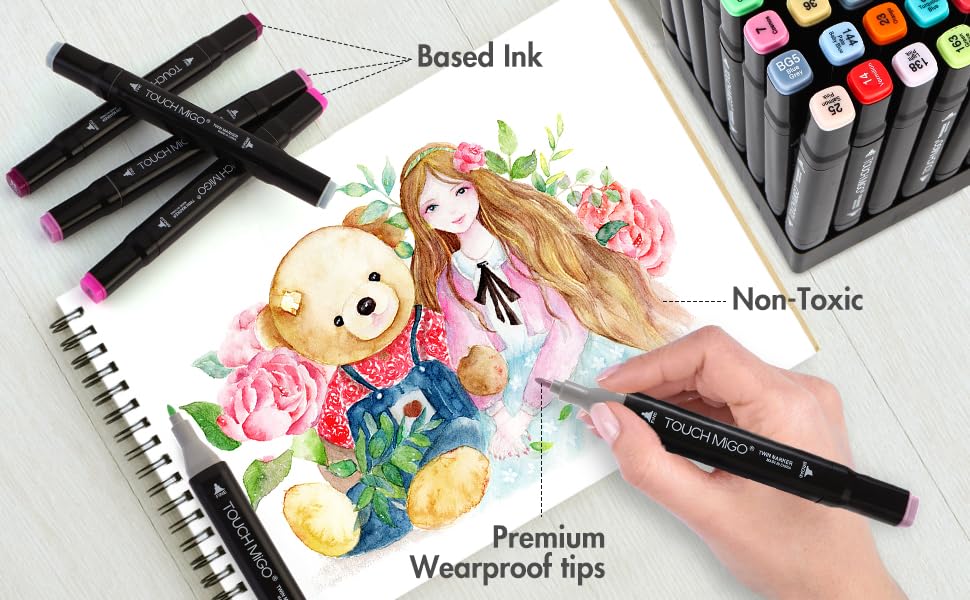 Image of like it 48 Colour Art Markers Set, Dual Tip, Brush & Fine, Sketch Marker, based Brush Markers for Sketching, Adult Coloring, and Illustration (48)