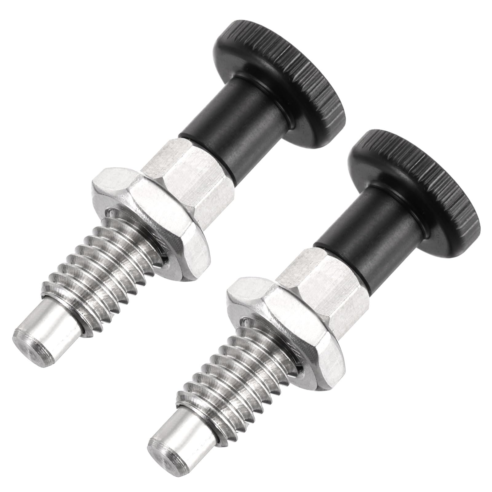 PATIKIL Push Fit Ball Nose Spring Plunger, 2 Pcs M6x1 Spring Return Knob Plunger 304 Stainless Steel Retractable Coarse Thread Index Plunger for
