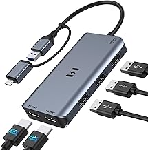 USB 3.0 Docking Station, HDMI Splitter Extended Display Dual HDMI Adapter USBC Laptop Universal USB Docking Station with 2 Hdmi Dual Monitor Dock for M1 M2 MacBook Pro/Air, Microsoft, Dell, HP