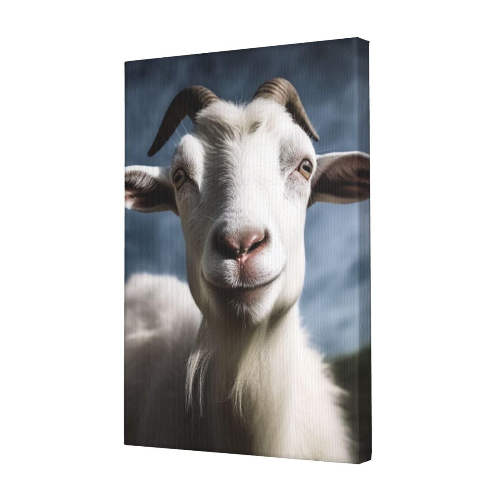 FodPand Goat Canvas Wall Art for Living Room Wall Decor 12"x18" Modern Artwork Painting Pictures Hanging Canvas Prints Aesthetic Wall Art for Bedroom Bathroom Office Wallart Decor