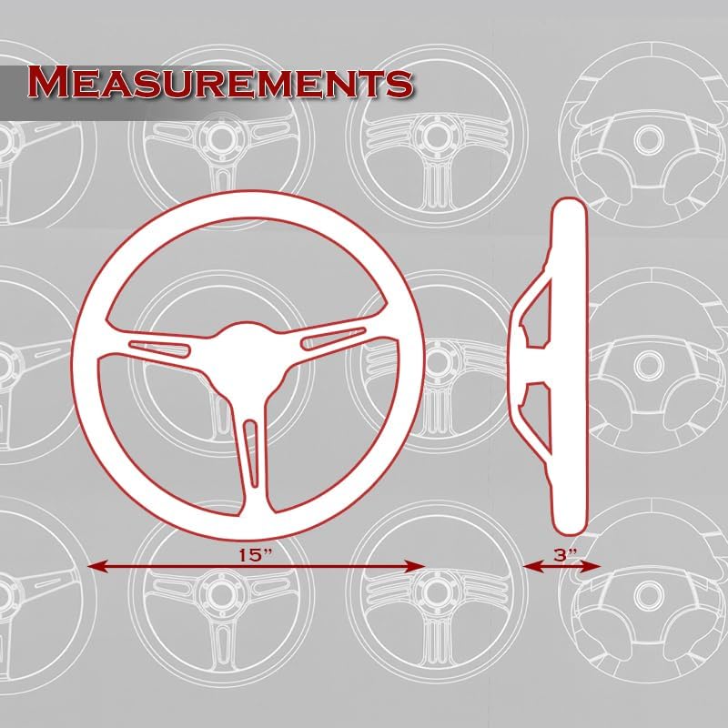 15" White Wood With Black Line W-Power 380MM 6-Hole Chrome 3-Spoke Steering Wheel