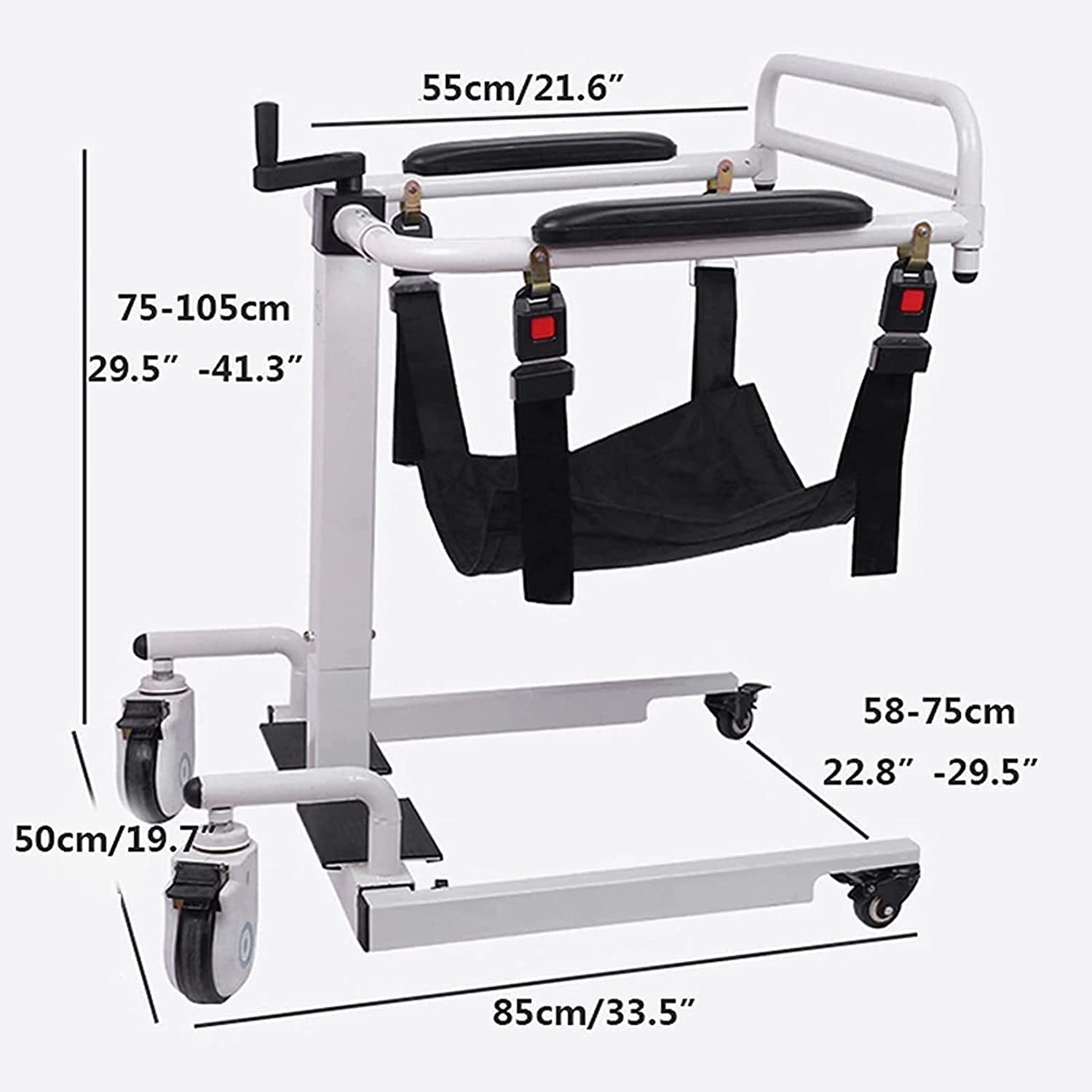Elevador, Grúa para Elevación y Traslado de Pacientes, Silla de Transporte para Minusválidos y Ancianos, de Tránsito, Cojín para Inodoro, Ortopédica, Reposapiés, Reposabrazos (Size : B)