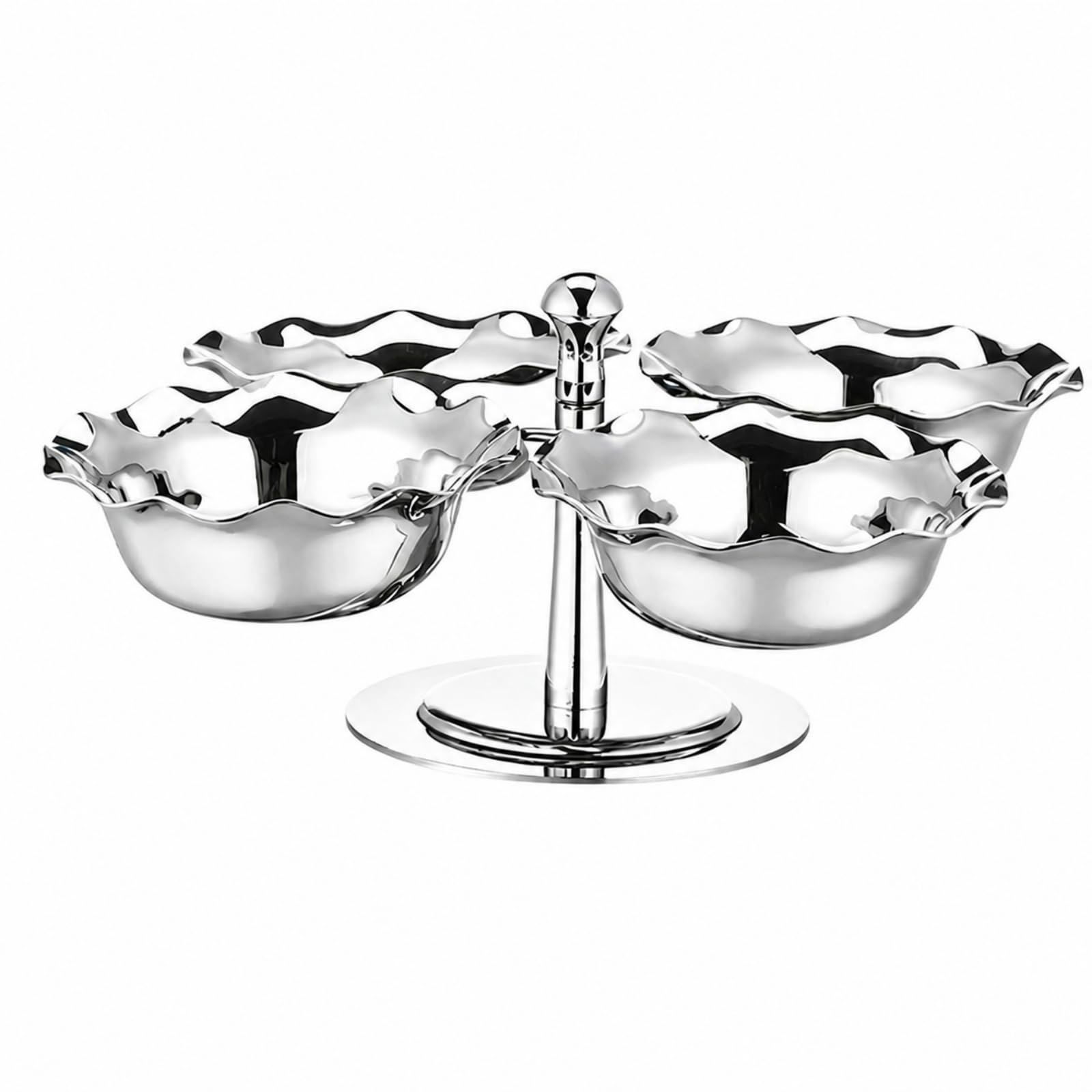 Qianly Soporte Giratorio Postres Acero Inoxidable con Cuatro Recipientes Elegante Banja Postre con Patas corativo Banja Patas para Cafés ,
