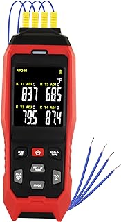 Thermocouple Thermometer 4 Channels Data Logger Portable K Type Thermometer with 5000 Groups Temperature Recording, -328~2...