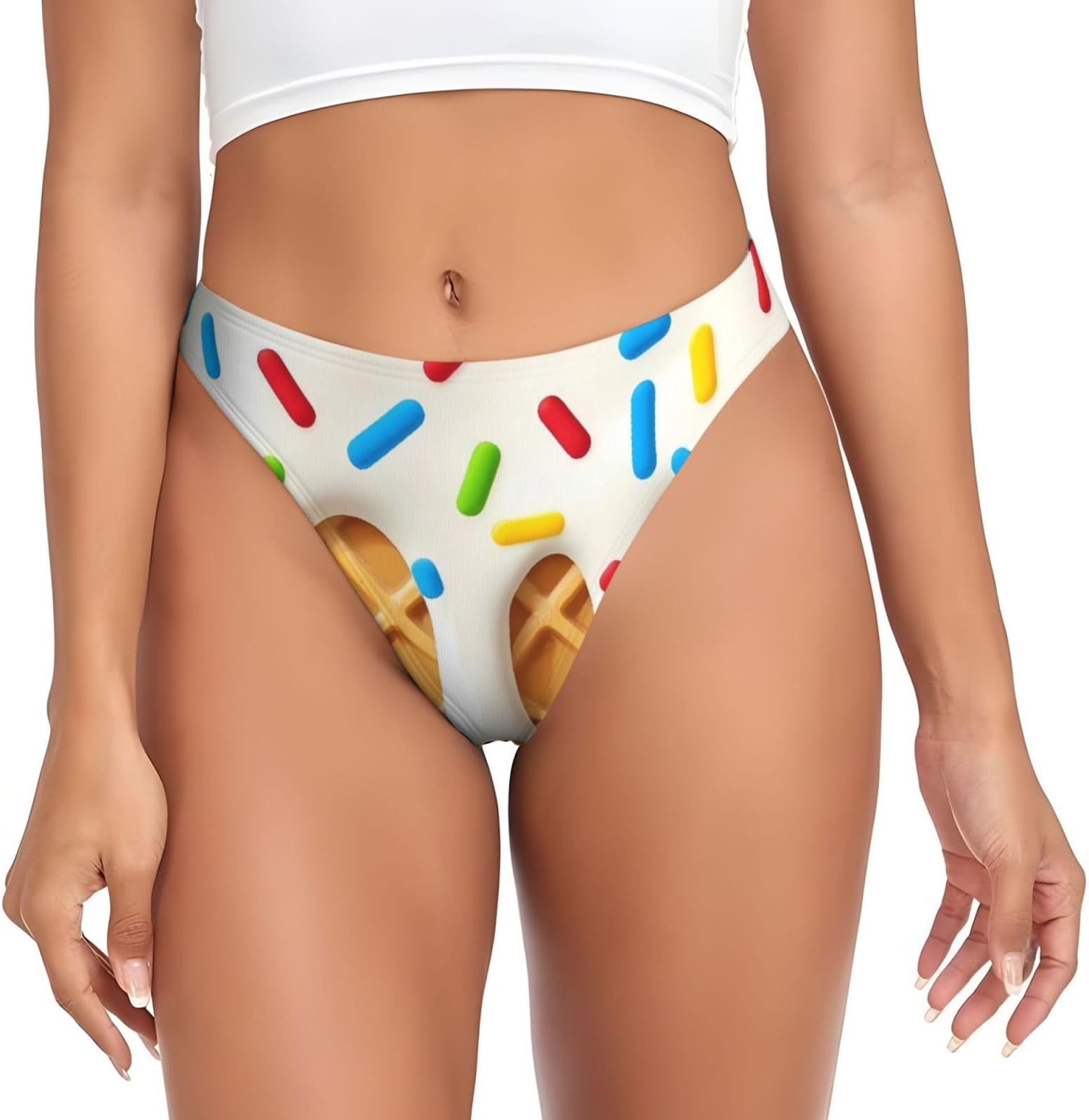 White Ice Cream Pattern G String Thongs For Women Sexy Low Underwear T Back Thong Panties-
