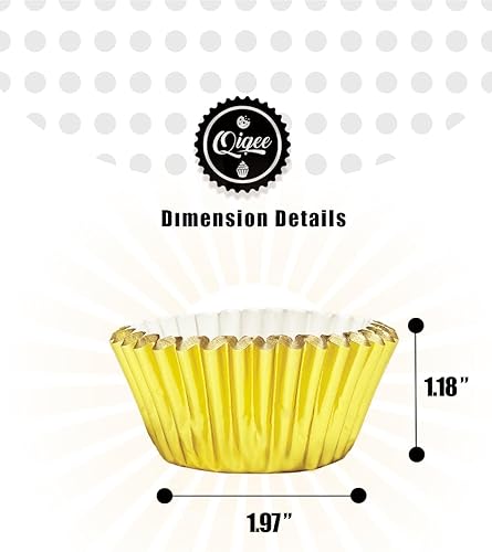Miniatura 5 de qiqee Revestimientos de papel de aluminio dorado para hornear 500 tazas para hornear gruesas y resistentes, resistentes al aceite, papel de forros