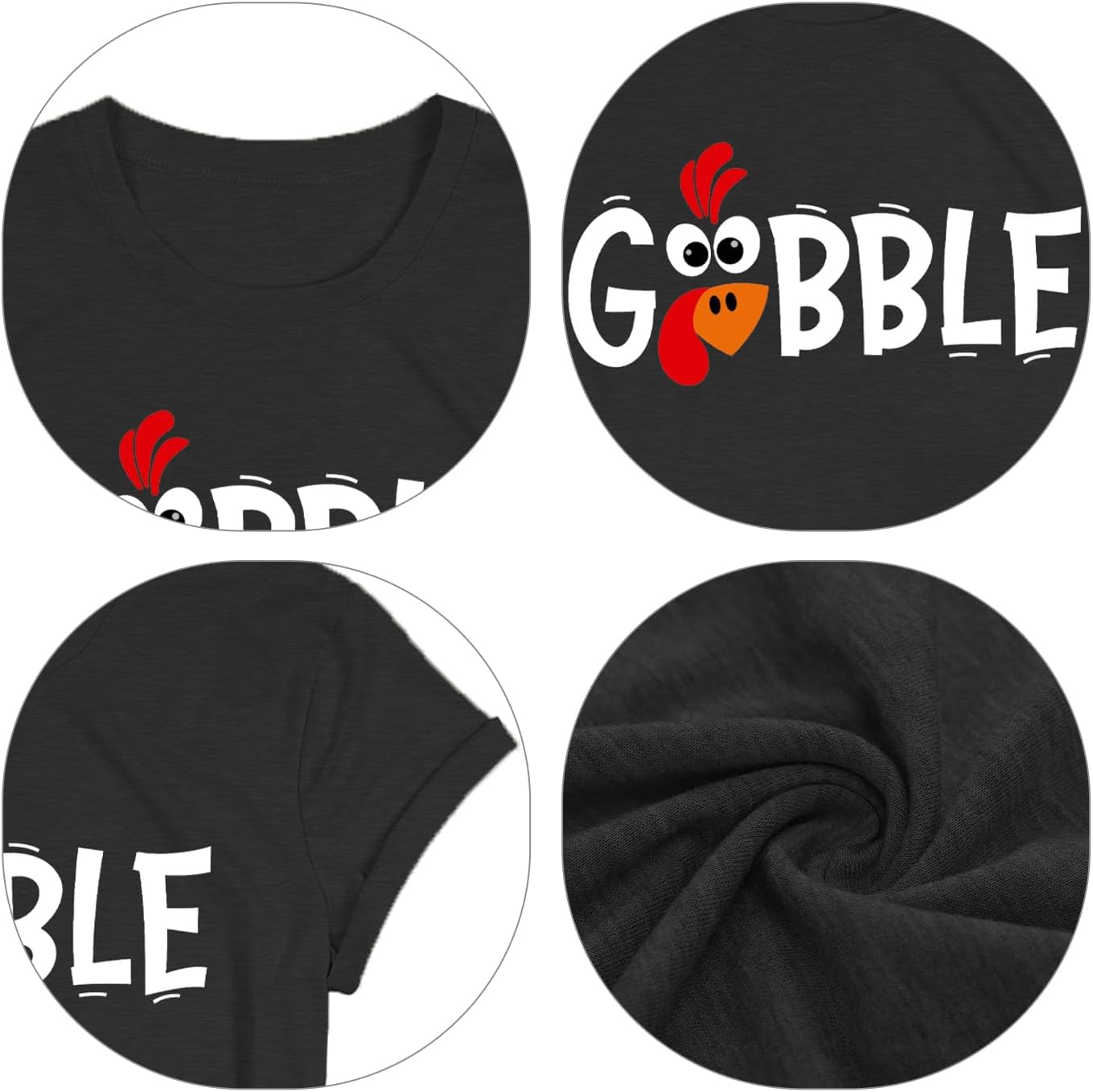 PQZ Thanksgiving Shirts for Women Gobble T-shirt Turkey Tee Shirts Family Thanksgiving Tops - Image 5
