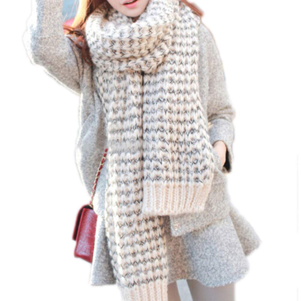 Vicasky Unisex Beige Mohair Warm Scarf Wrap Shawl For Women Soft Plaid Design For Cold Winter Days Easy To Wash No Shedding Comfortable Skin Touch