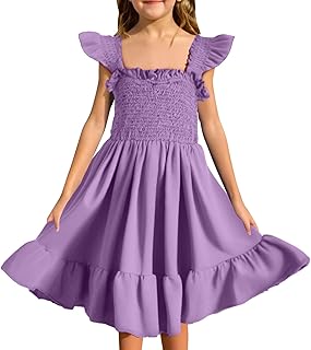 Vestidos de verano para niñas pequeñas, color liso, manga con mosca, vestido de princesa para bebé, vestido de verano para niños