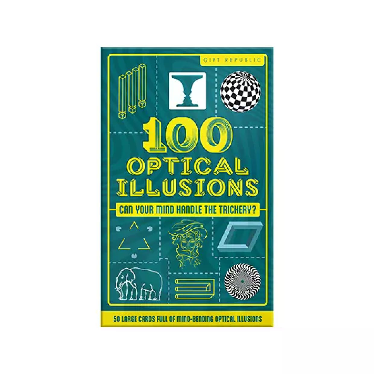 100 Optical Illusions Card Pack – 50 Double-Sided Cards with Mind-Bending Visual Puzzles | Brain Teaser & Family Game Night Entertainment