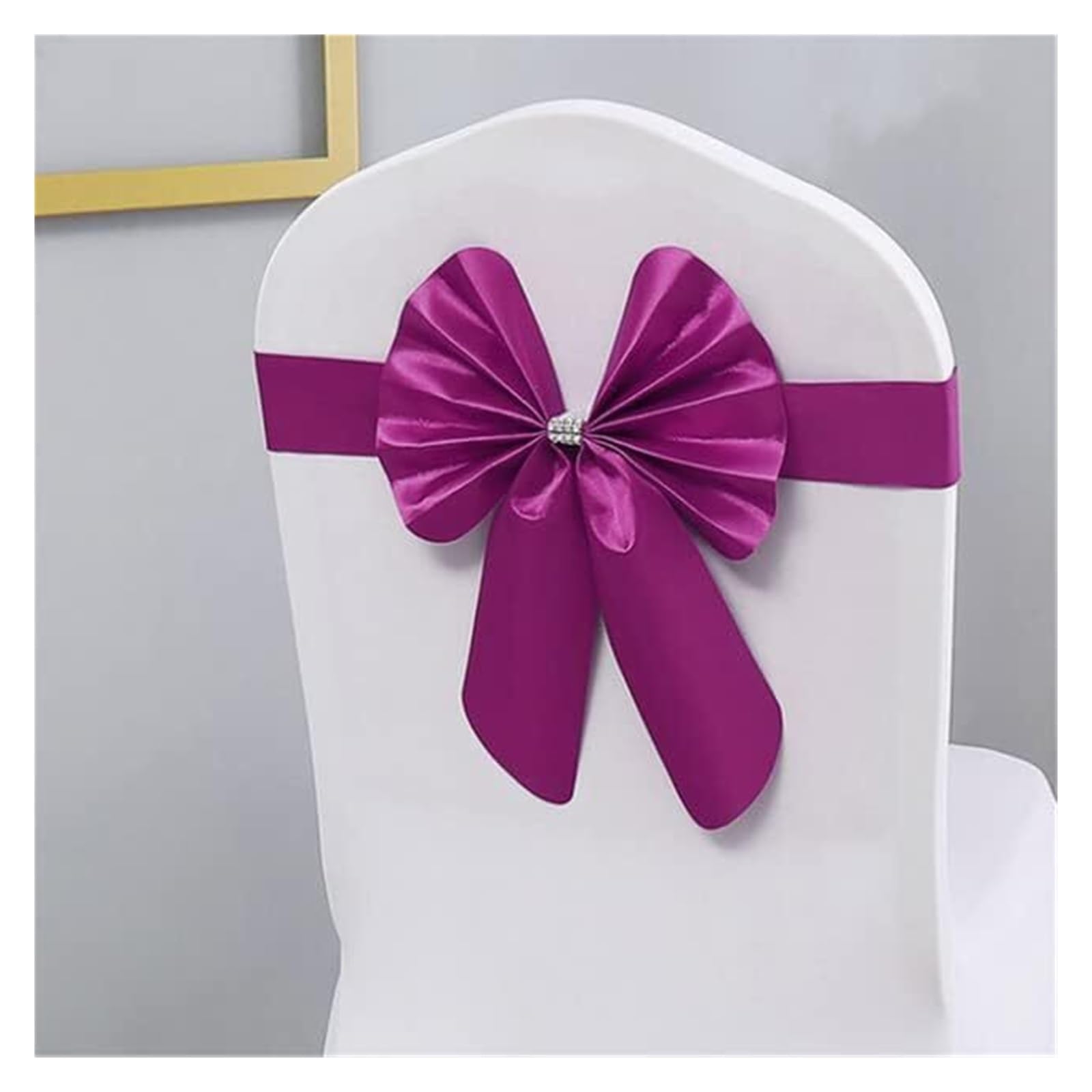 REcsdza chair sashes, Personalized Wedding Chair Sash with Bride & Groom Name Bow Band With Slider Buckle Custom(Fuchsia)