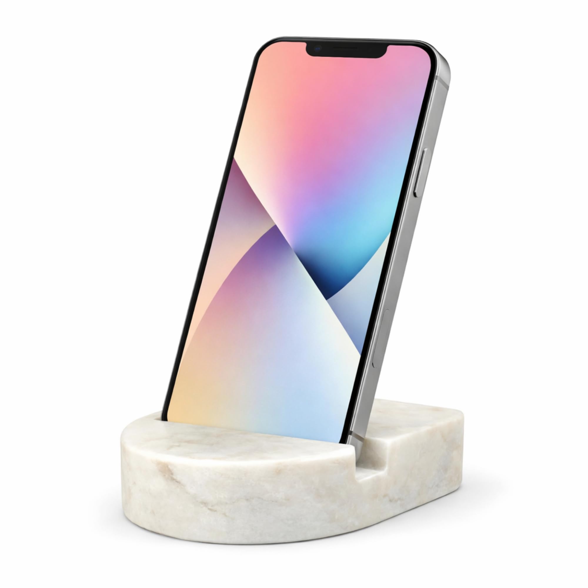 KC KULLICRAFT Natural White Marble Mobile Stand – Handcrafted Non-Slip Phone Holder for Desk, Bedside, Office – Elegant Smartphone Dock & Gift for Men, Women, Home & Office Décor.-image-1
