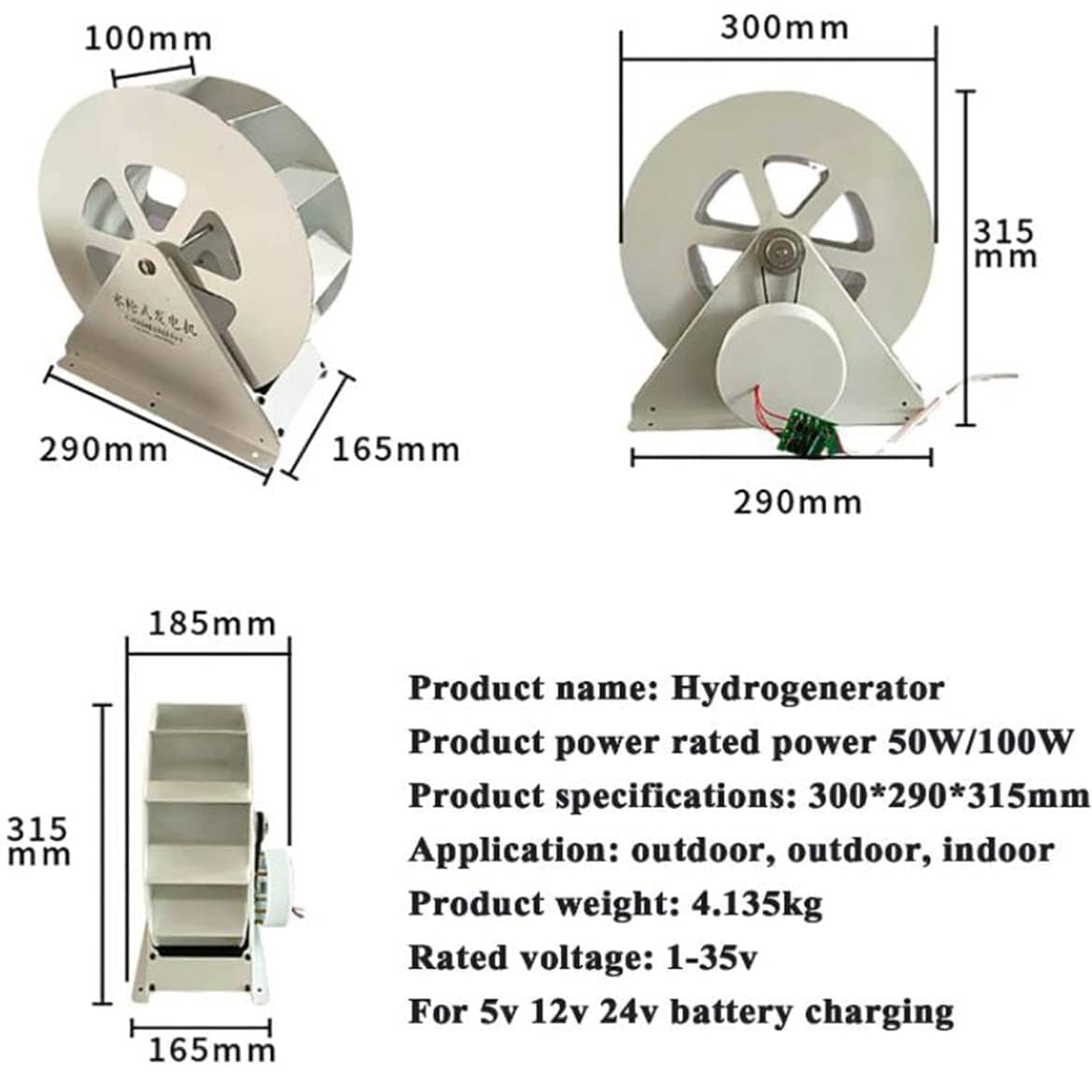 Generador de turbina de agua portátil, kit hidroeléctrico de flujo con funcionamiento silencioso para arroyos y ríos fuera de la red