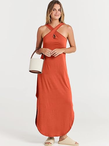 Miniatura 9 de ANRABESS Vestido de playa casual suelto sin mangas para mujer vestido de playa con abertura cruzada lateral para verano