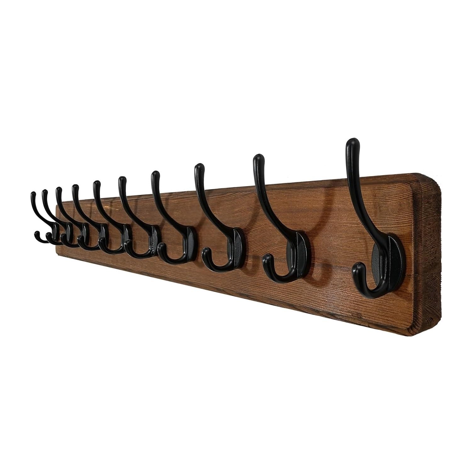 YQINQIN83B Coat Hangers Coat Rack Wall Mounted with 10 Hooks Long Wood Hanger for Bedroom(Bruin)