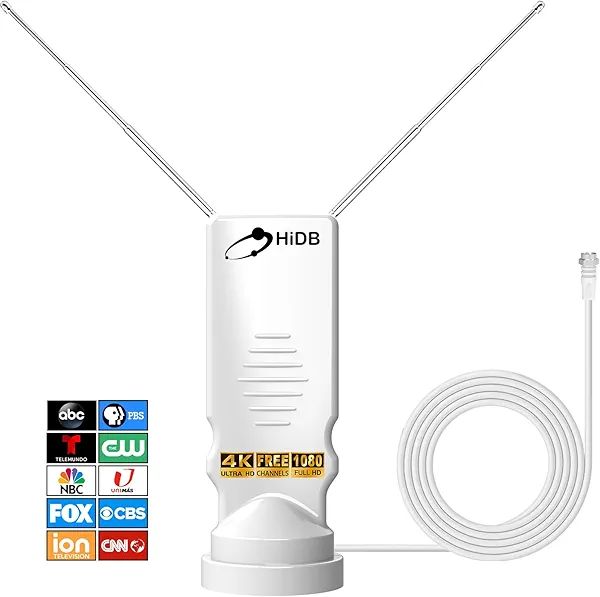 2025 Upgraded Rabbit Ear TV Antenna - Cut Cable for Free 4K/1080p HD Channels, 200-Mile Long Range Reception, 360° Signal for Smart & Old TVs, Easy Setup, VHF/UHF Support!