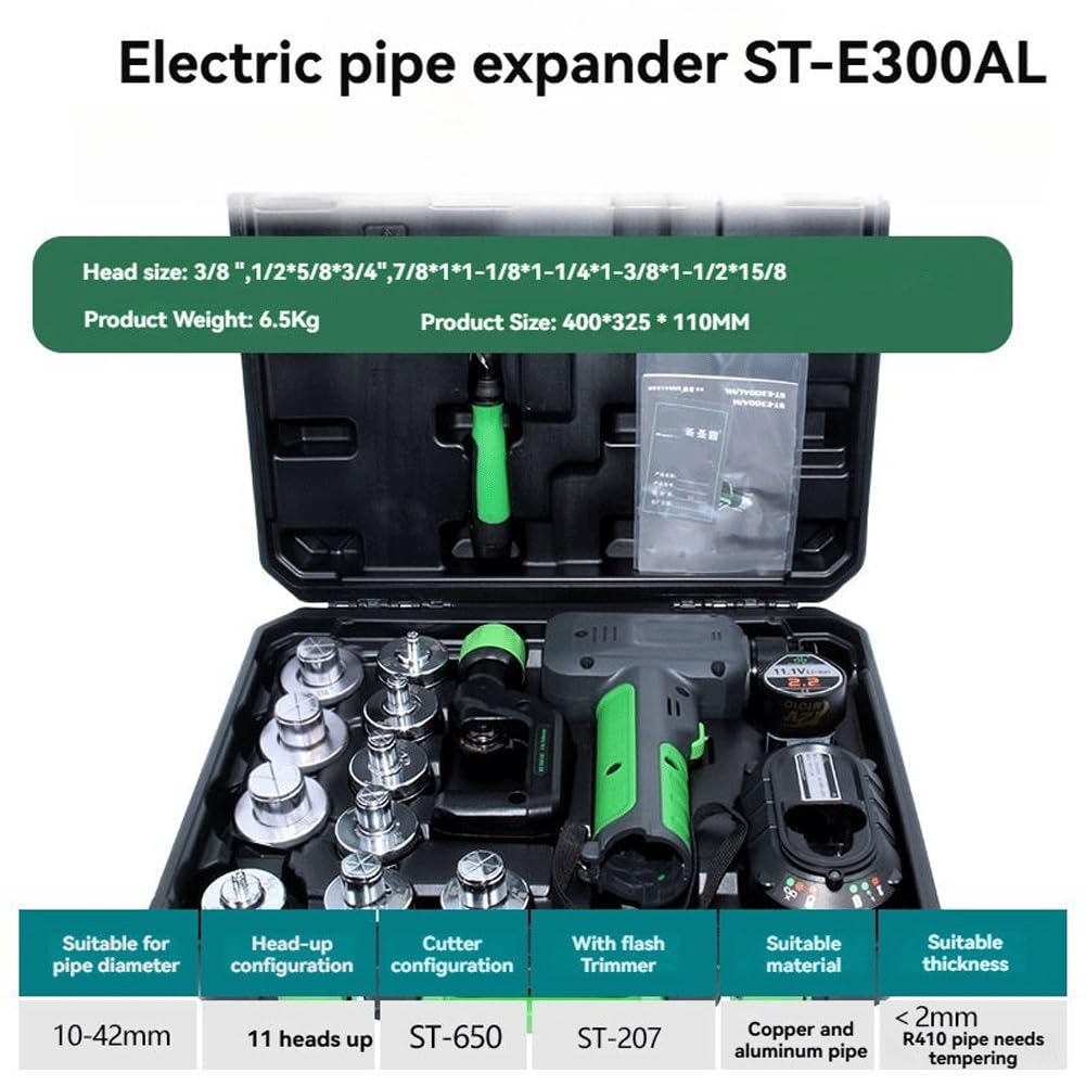 Kit de herramientas expansoras hidráulicas eléctricas con cabezales reemplazables, batería de litio y cortador de tuberías, herramienta de ensanchamiento para tuberías de 3/8 a 1-1/8 pulgadas