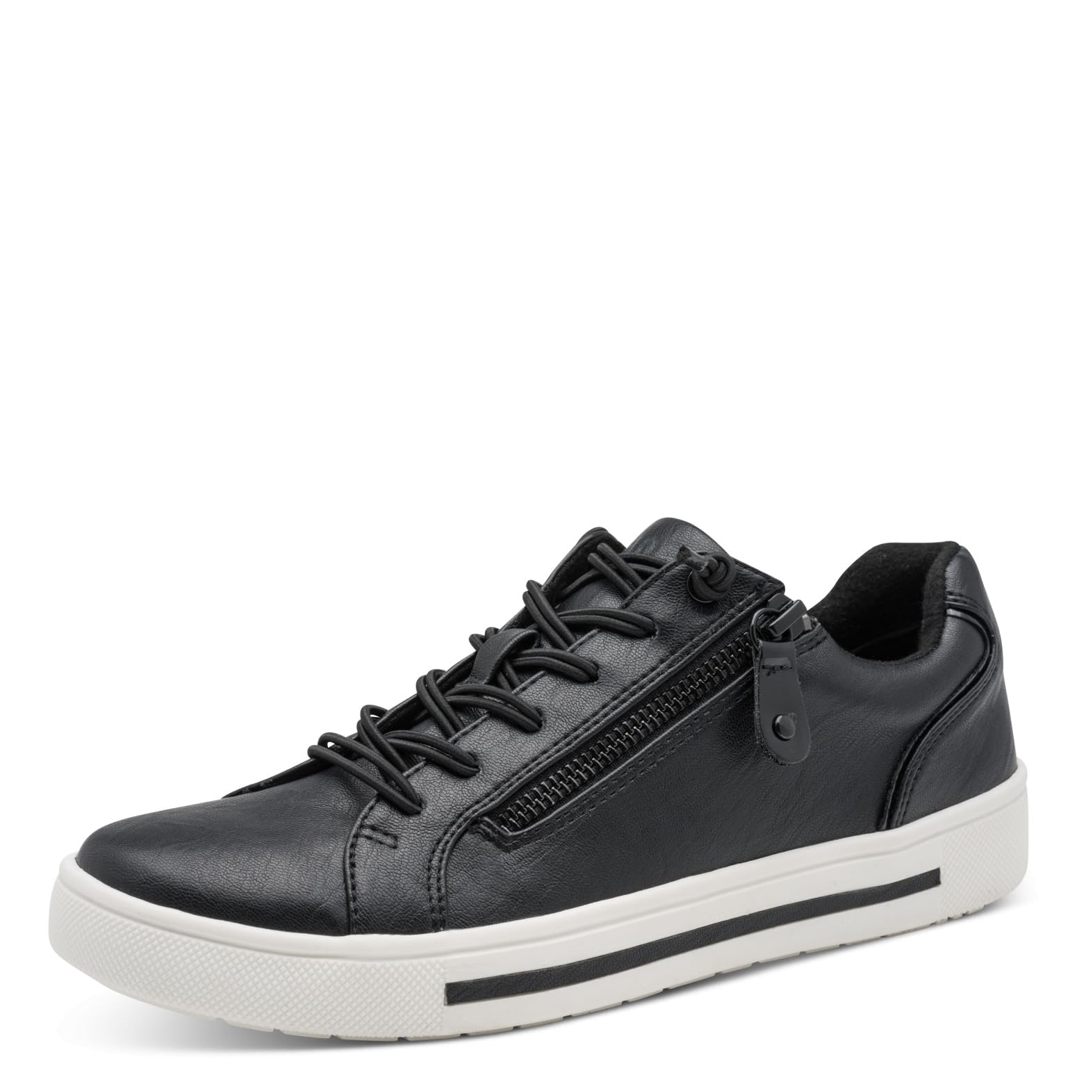 Jana Damen Sneaker flach mit Reißverschluss Vegan, Black, 41