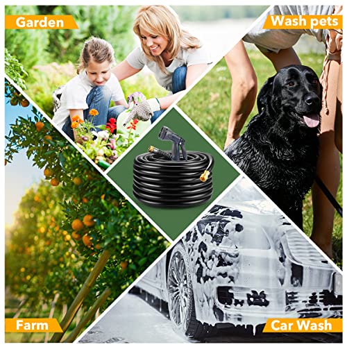 Jardintube Heavy Duty Garden Hose 5/8 Inch X 100Ft, Premium Rubber Water Hose,Kink Resistant,Brass Fitting,Commercial Grade Hose With 10 Function Sprayer,Burst Pressure 450 Psi thumb #4