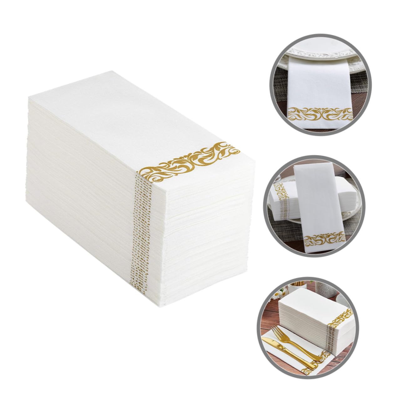 100 Piezas Servilletas Desechables Unidades con Estampado Dorado para Bodas Fiestas Elegantes