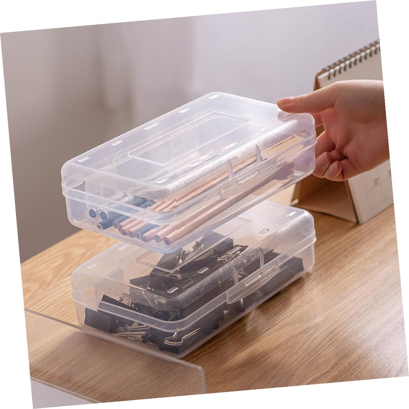 Cabilock 6 pezzi Porta Penne Trasparenti in Plastica Leggera e Resistente Contenitori Impilabili per Organizzazione Cancelleria Casa Scuola e Ufficio