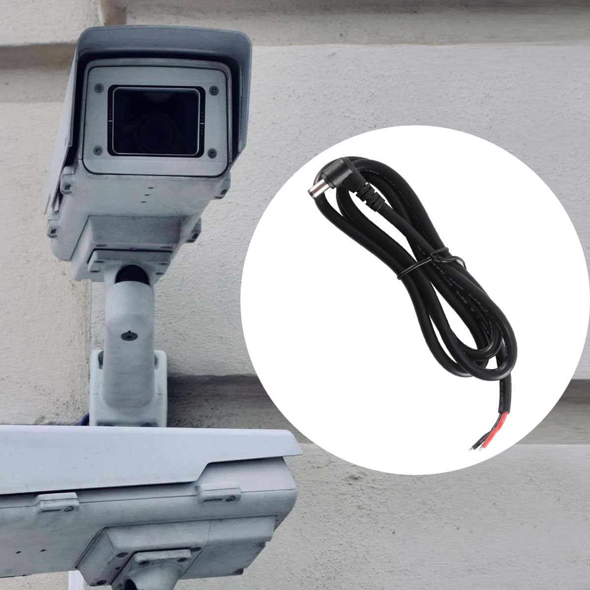 WANGCL Opakowanie 2 szt. kabla zasilającego DC 15 A, kątowego, z wtykiem męskim 5,5 x 2,1 mm i 2-żyłowym gołym końcem (do kamery CCTV, przedłużenie/naprawa pod kątem 90°)