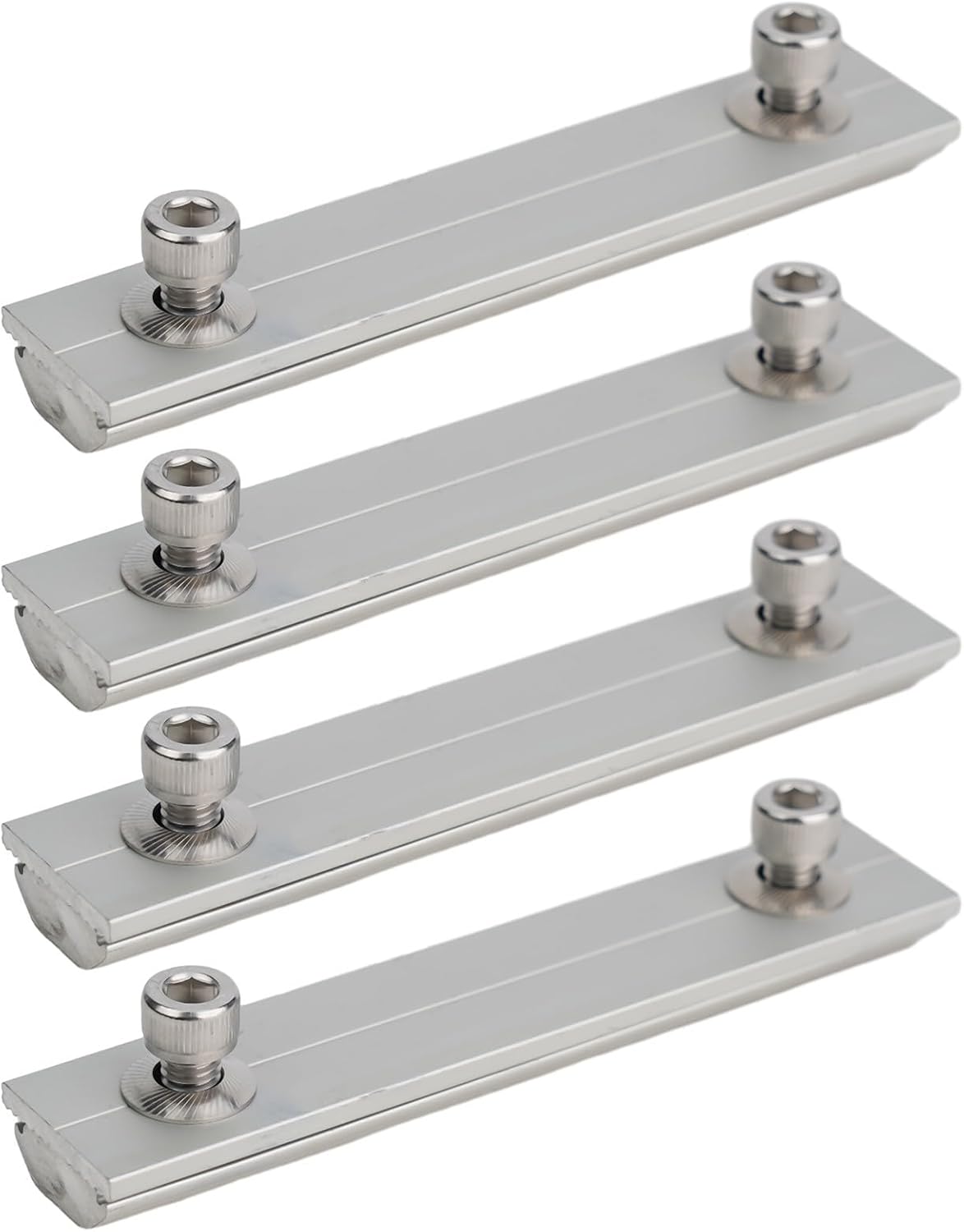 Pack of 4 Solar Panel Rail Profile Connectors Aluminium Solar Panel Mounting Rail Connector PV Bracket T-shape Rail Coupler Adjustable Panel Connector Notched Grip Connector