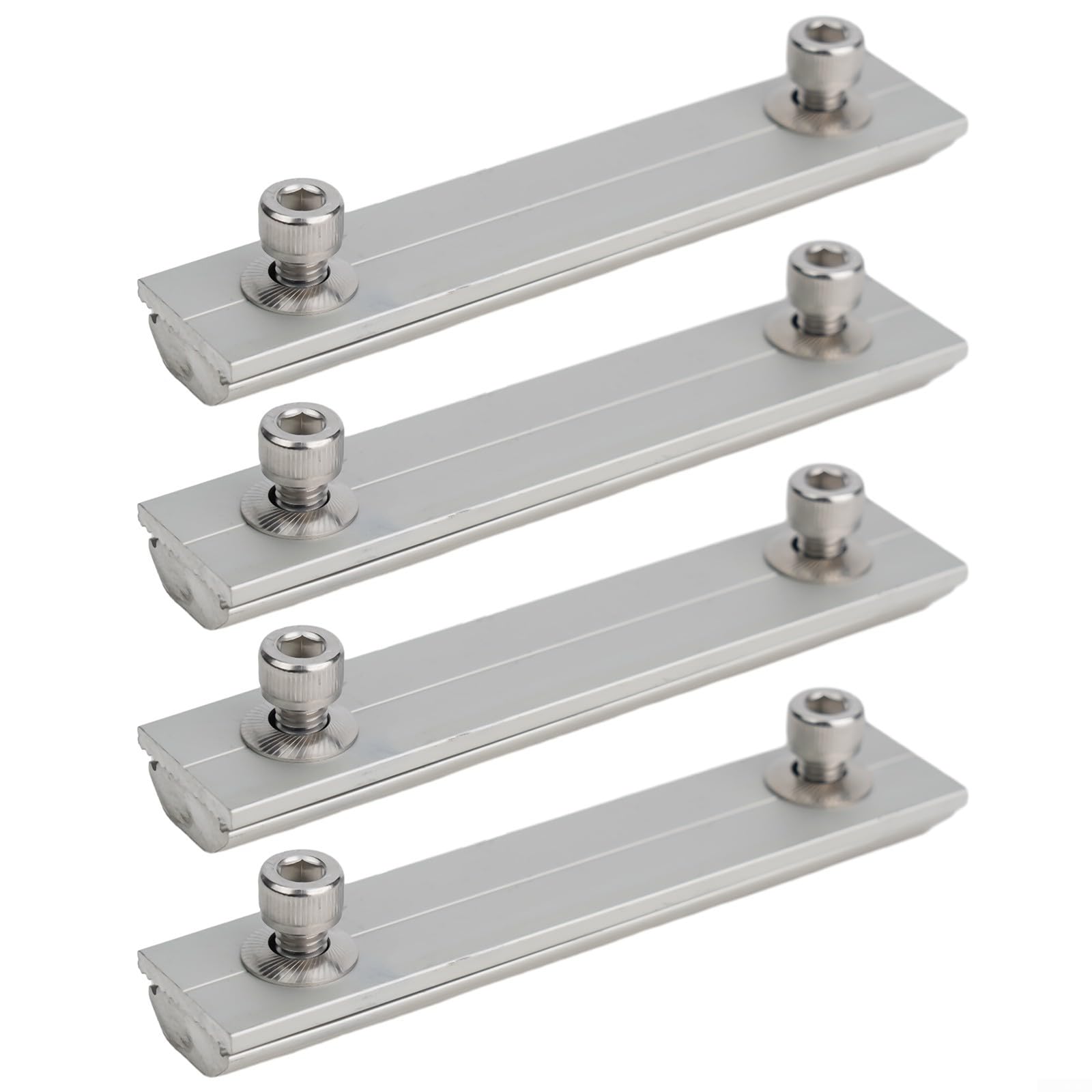 4 Stück Solarmodul Schienen Profilverbinder, Aluminium Solarpanel Montageschienenverbinder, PV Halterung, T-Form Rail Koppler, Verstellbarer Panel Verbinder, Gekerbter Greifverbinder