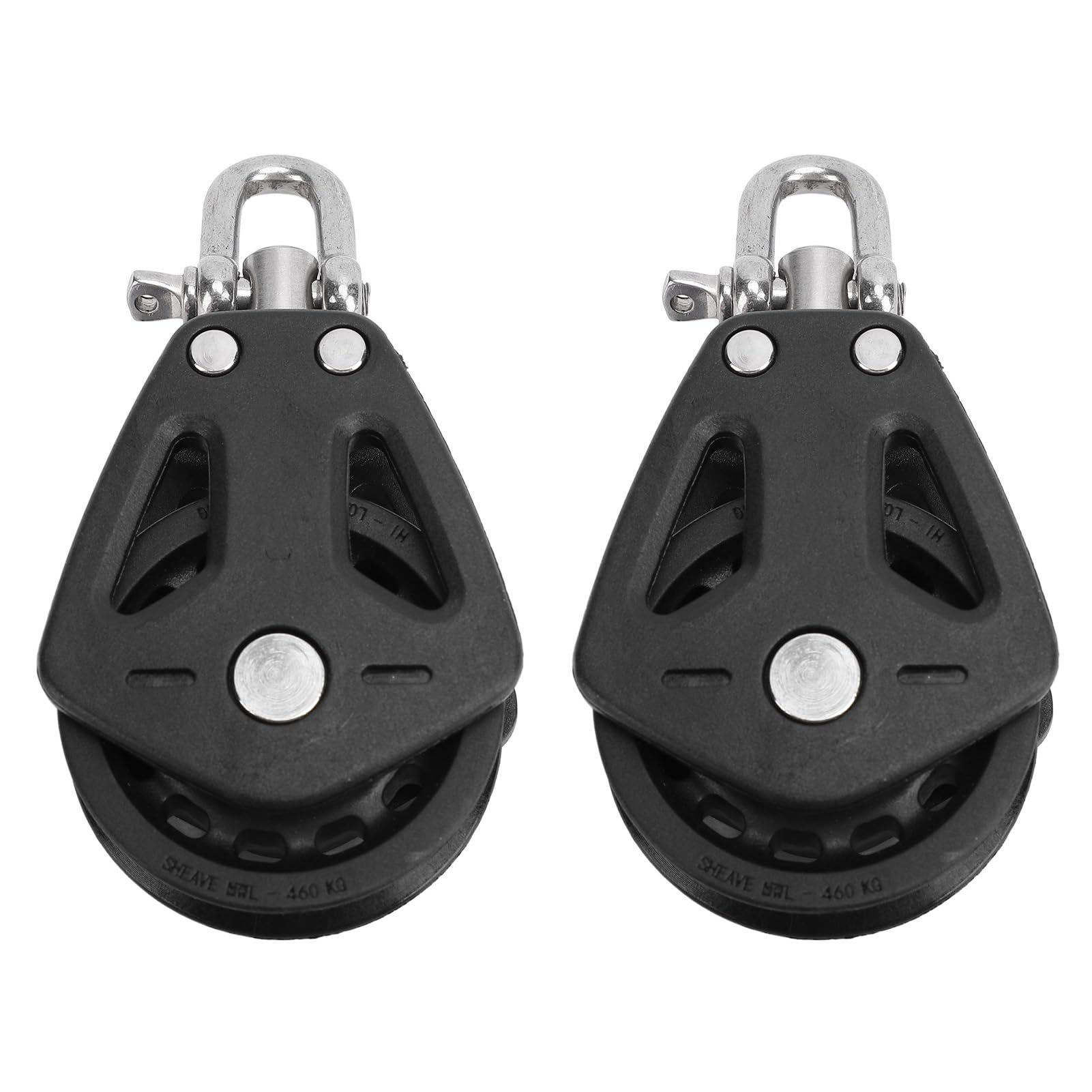 2pcs Meeresscheibe Block Edelstahl Nylon Schwerlast Hohe Belastungskapazität Universeller Einzelriemenscheibe Block für Segelboote, Kajaks, Kanus mit Geschwindigkeitsreduzierung