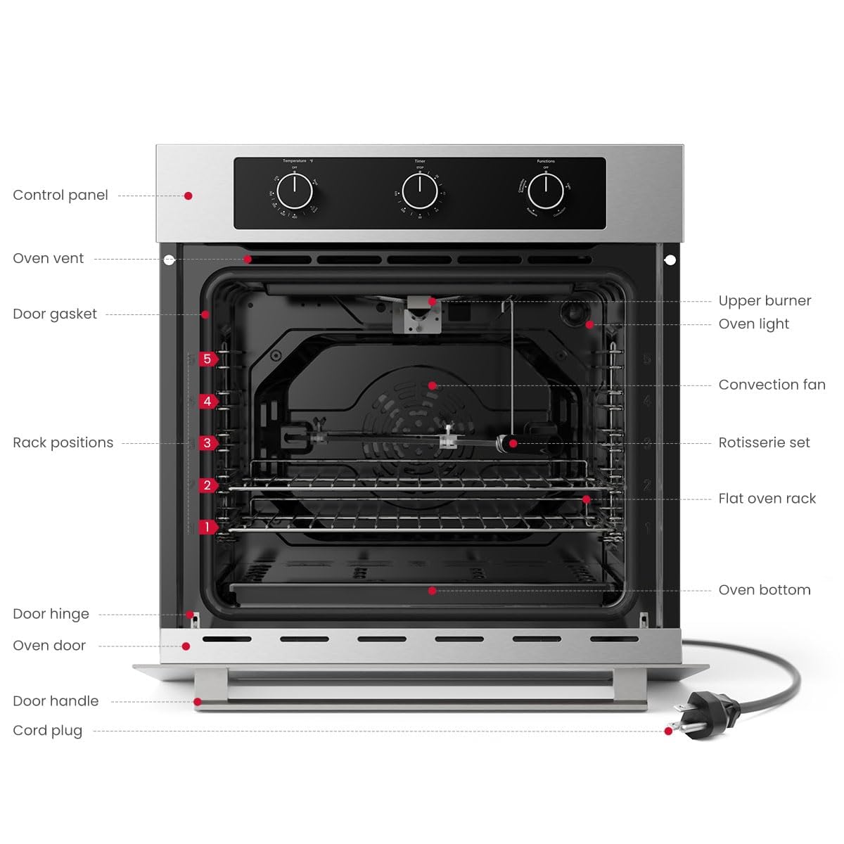 ETL Certified Natural Gas Wall Oven, Built-in Single Wall Oven Stainless Steel