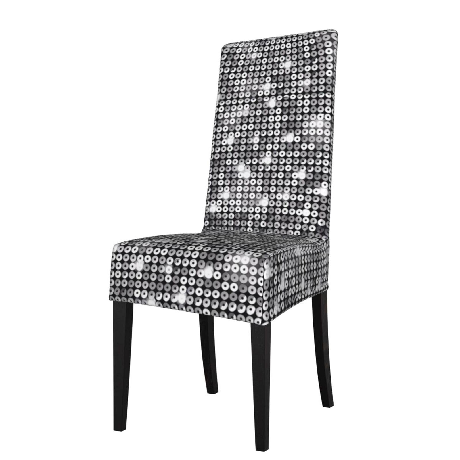 YYHWHJDE Silver Sequin Sparkle Pattern Prints Protection Cover for Dining Chair – Stretchable Slipcovers for a Refreshing Dining Room Makeover
