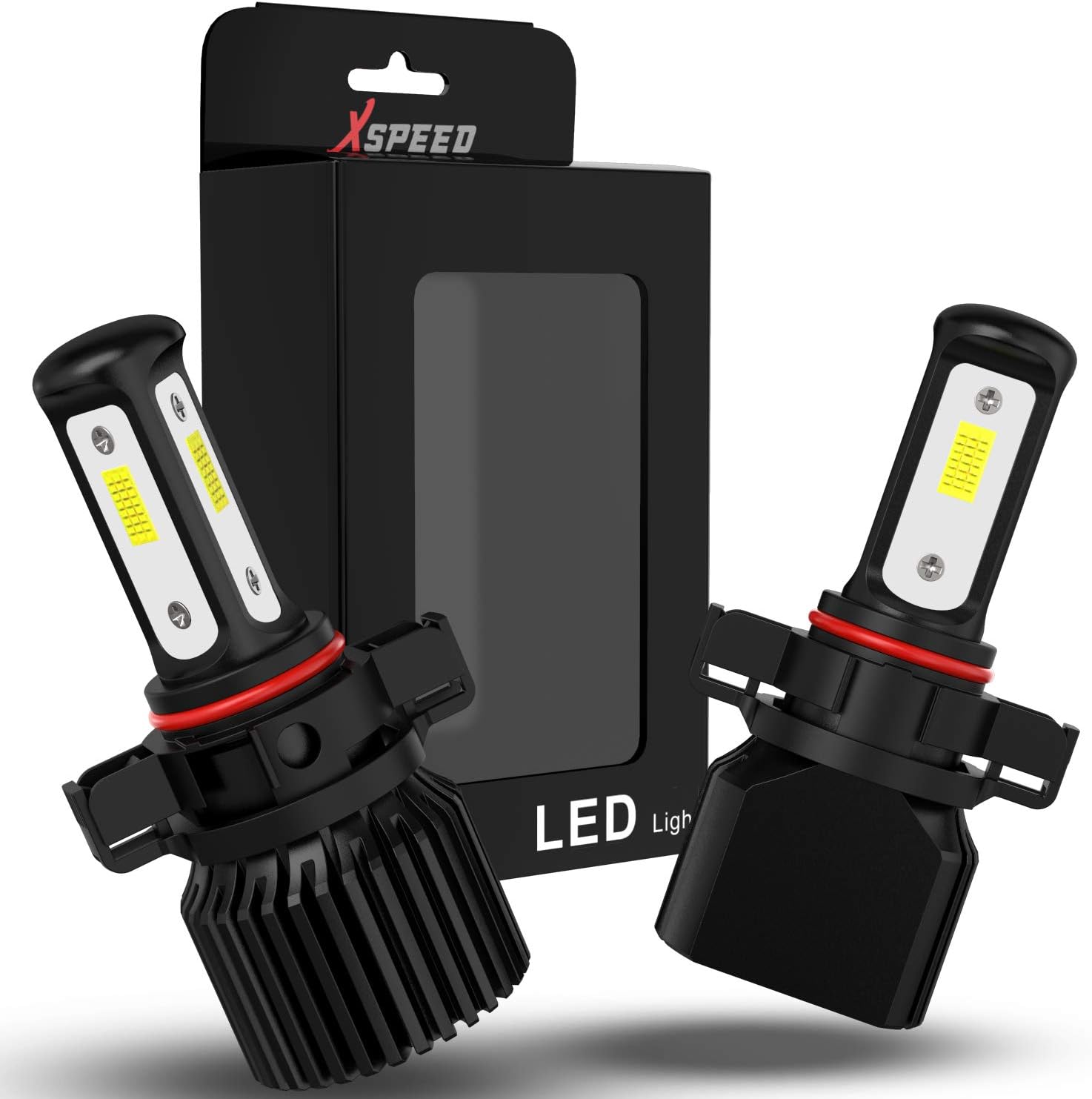 xSpeed Lighting 2504 5200lm Extremely Bright LED Fog Light Bulb 360 Beam Pattern High Power 3 Sides CSP 3570-Chips PSX24W Fog Light Bulbs Replacement Xenon White 6000k