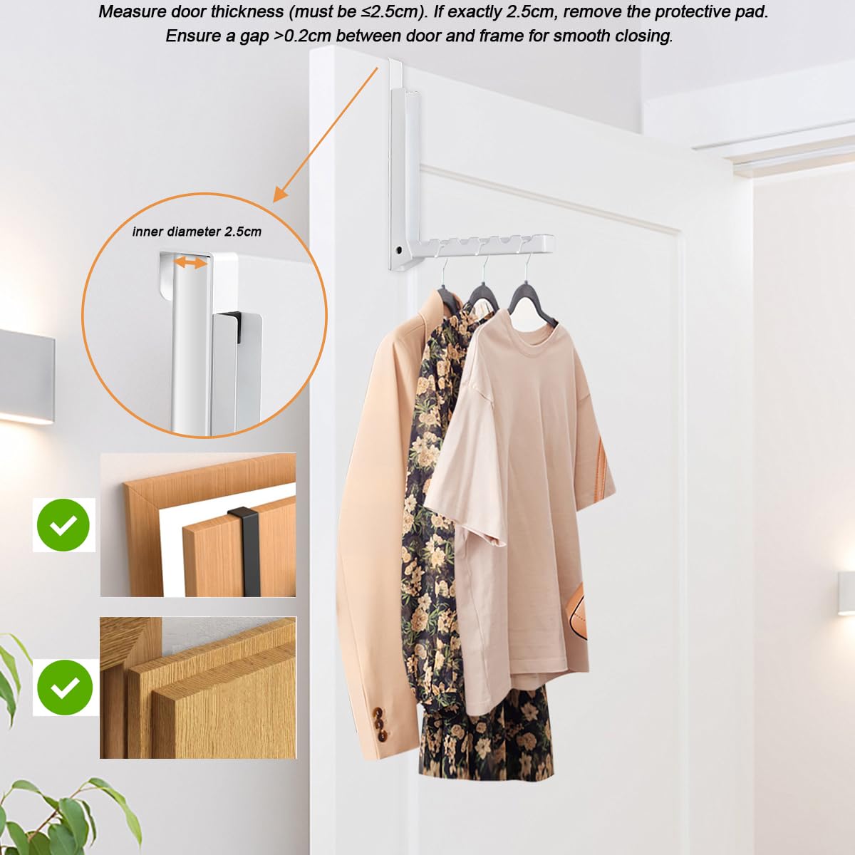 VIAV Design Foldable Over The Door Hooks Hanger Drying Laundry Hooks for Hanging Clothes-Universal Fit for Bedroom,Closet - Image 4