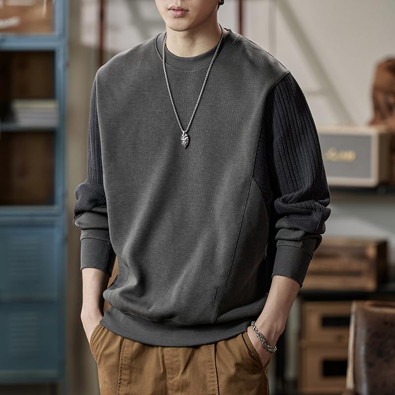 Men's Panel 400g Crew Neck Sweatshirt Raglan Sleeve Embroidery Sweatshirt3