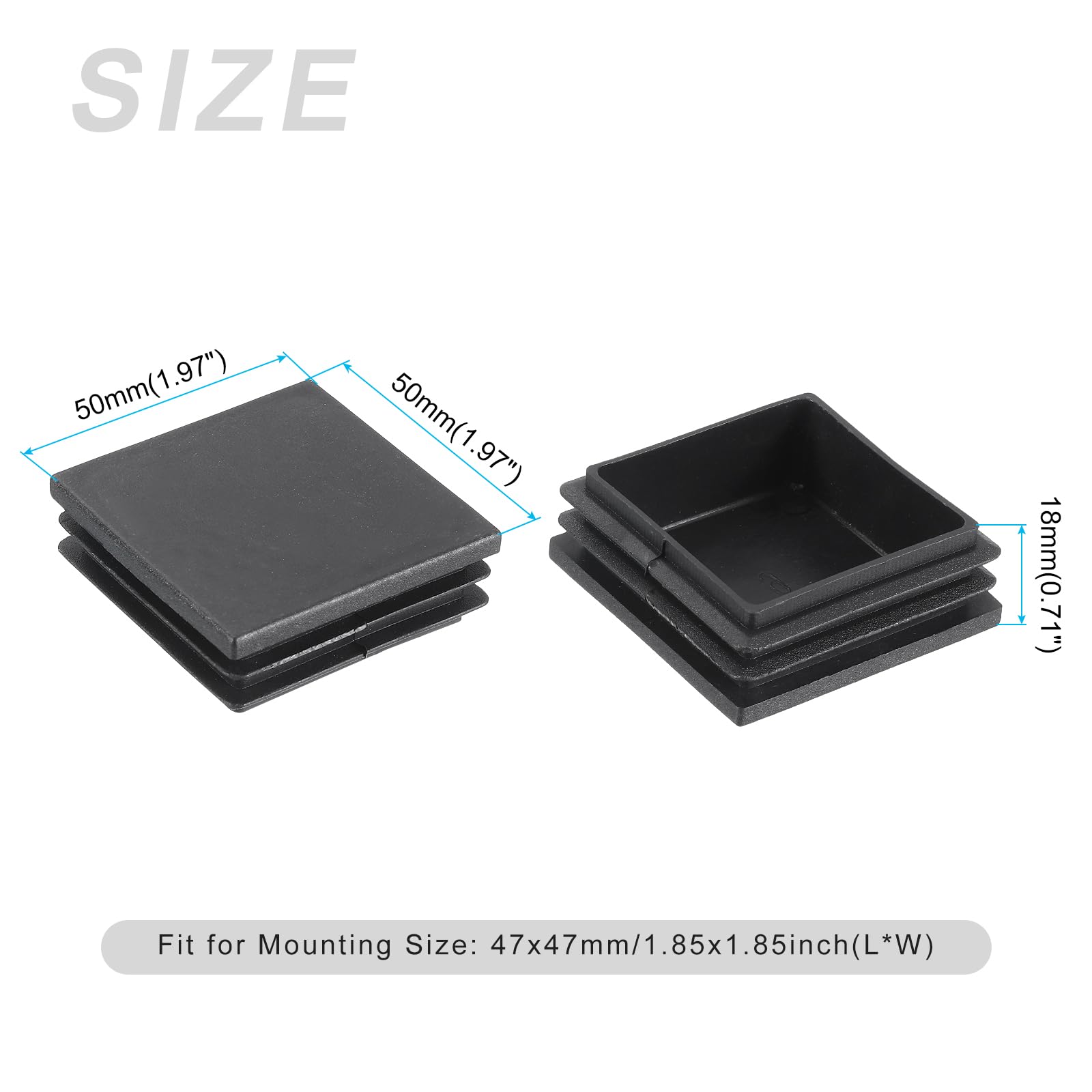 METALLIXITY Square Tube End Cap(50 x 50mm) 8Pcs - Image 2