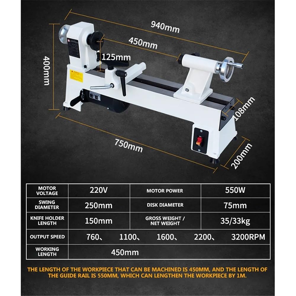 Torno de carpintería, torno en miniatura multifuncional for el hogar, máquina de hilado de madera, torno pequeño de cuentas