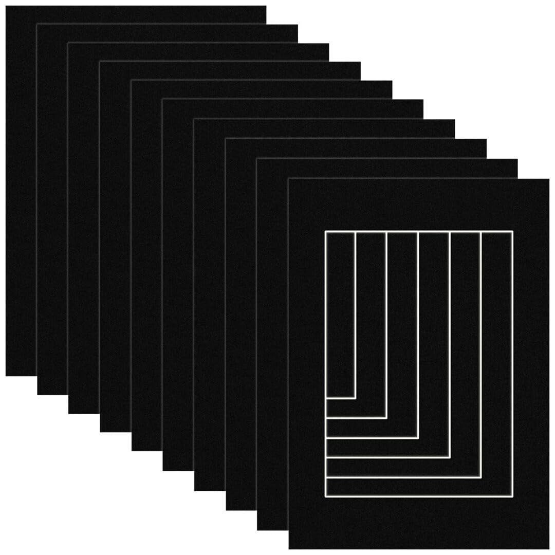 Procut Global A2 Black Picture Mounts Board to Fit A3 Aperture Size - Photo Mount Card Ideal for Prints, Artwork, Crafts & Certificates - Sizes & Colors Available - Pack of 10 โ image 1