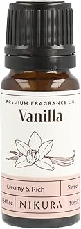 Nikura | Vanilla Fragrance Oil - 10ml | Perfect for Soap Making, Candle Making, Wax Melts, Diffuser | Great for use in Bath Bombs, Perfume Oil, Perfume Scents, Potpourri | Vegan & UK Made