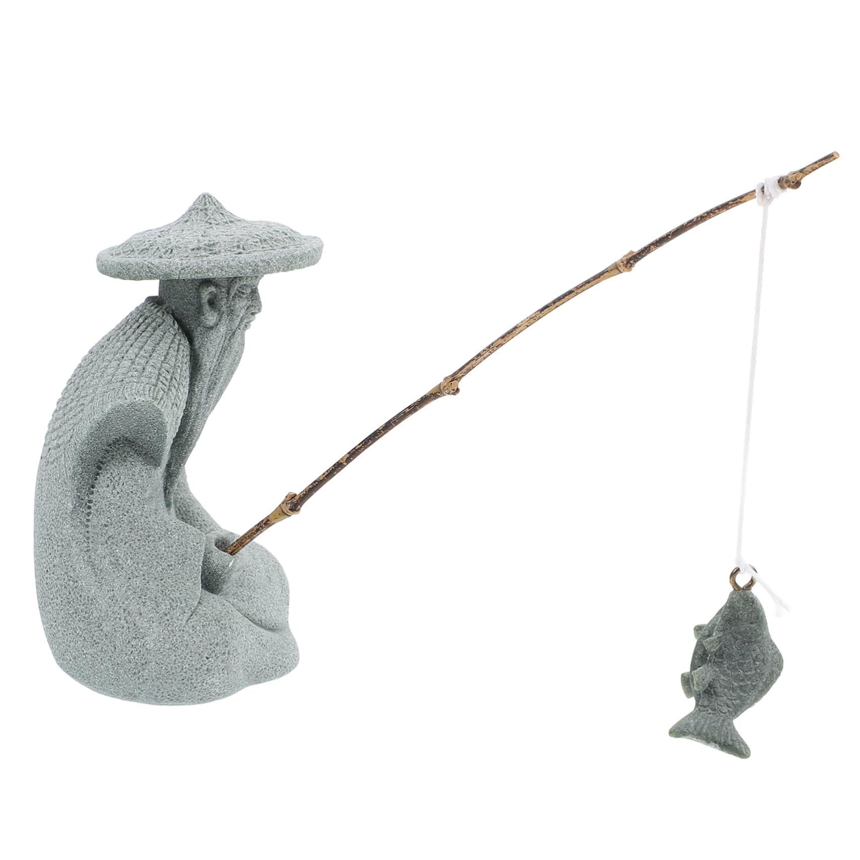 Statue de pêcheur chinois en résine Yardwe aux détails sculptés pour bonsaï