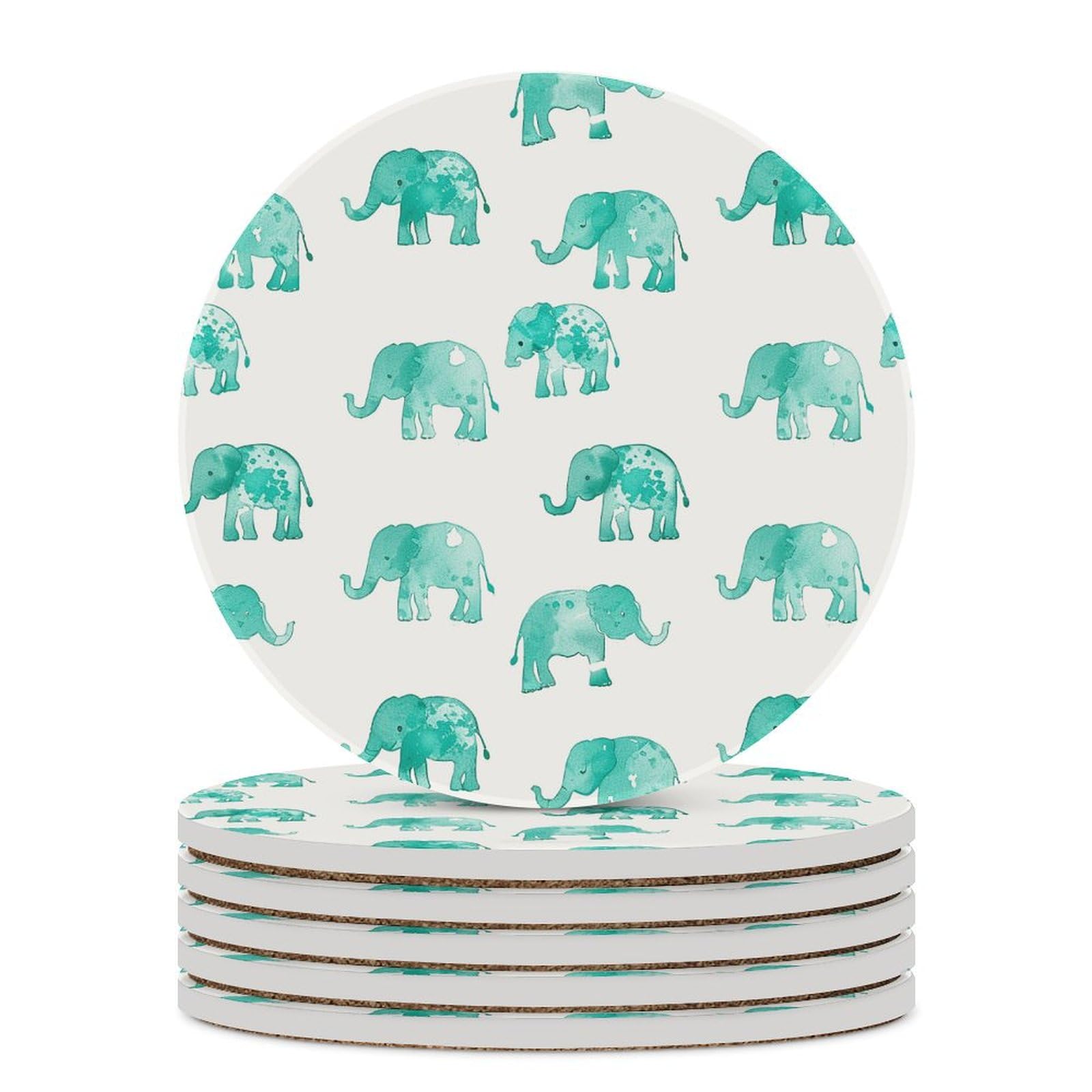 Sous-verre turquoise petit éléphant lot de 6 dessous de verre en céramique