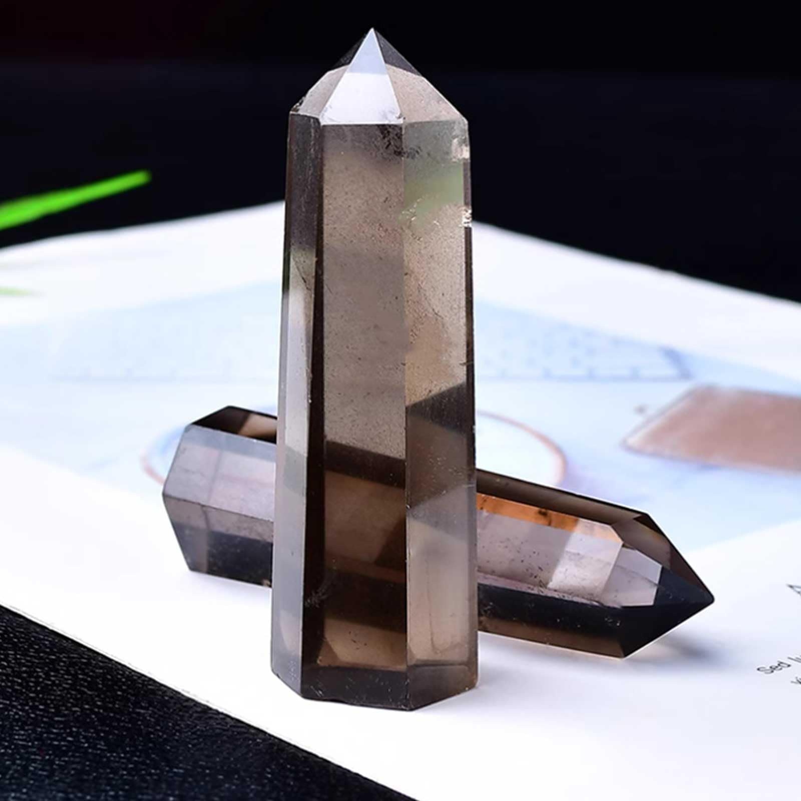 Ornamenti curativi della Torre di Cristallo di Quarzo fumé Naturale | Bacchetta di cristallo a 6 punte sfaccettate per Chakra, Reiki, meditazione, decorazioni, 3 pezzi