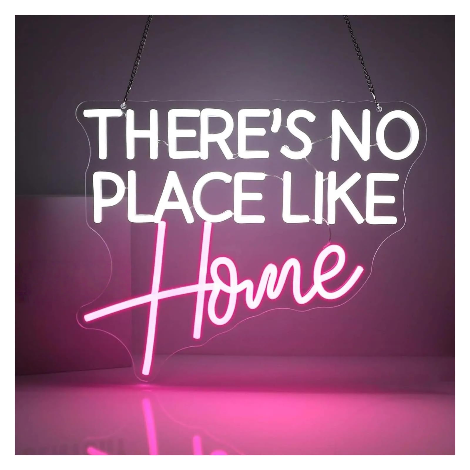Shouxi One Color Sign Lamp There's No Place Like Home Neon Sign Dimmable Led Light For Birthday Party Club Man Cave Office Wall Decor 40.3Cmx33cm
